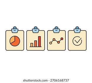 Gráfico de datos en conjunto de iconos de Portapapeles