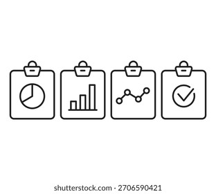 Gráfico de datos en conjunto de iconos de Portapapeles