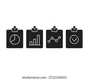Gráfico de datos en conjunto de iconos de Portapapeles