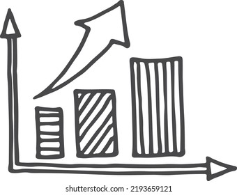 Data chart doodle. Finnacial business growth icon