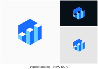 Data Chart Graph Diagram Finance Business Abstract Hexagon Geometric Vector Logo Design Illustration