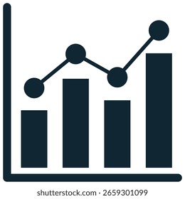 Data chart icon vector. Ideal for presenting statistics, visualizing trends, or reporting performance. clearly depicts various chart types, making complex data easy to understand.