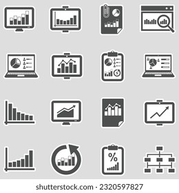 Datendiagrammsymbole. Aufkleber-Design. Vektorgrafik.
