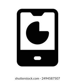 Data chart inside mobile showing vector of mobile data analysis in trendy style