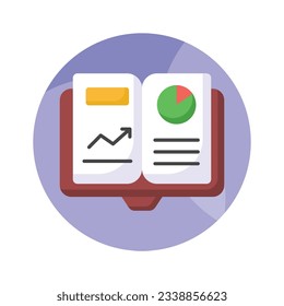 Data chart on book showing tax book concept vector design in trendy style