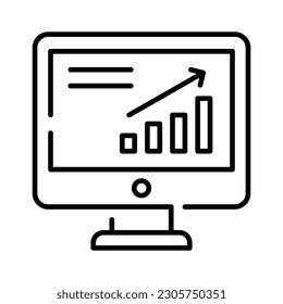 Data chart on lcd display showing vector of market analysis in modern style