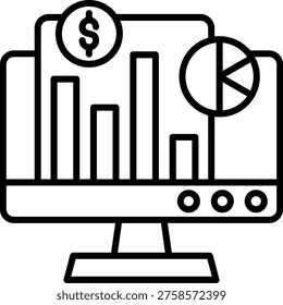 Data Chart Vector Line Icon Style