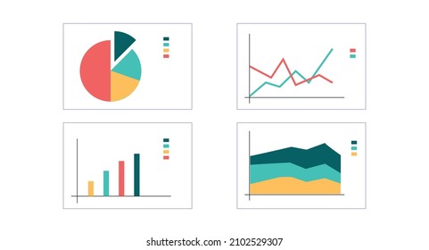 Data Charts On Presentation Slide Template, Red Yellow Green Colors