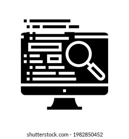 data checking glyph icon vector. data checking sign. isolated contour symbol black illustration