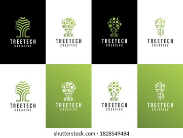 data circuit technology tree outstanding logo creative modern logo template