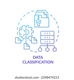 Data classification blue gradient concept icon. Information organization. Data lake architecture abstract idea thin line illustration. Isolated outline drawing. Myriad Pro-Bold font used