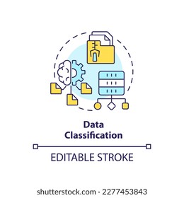 Data classification concept icon. Information organization. Data lake architecture abstract idea thin line illustration. Isolated outline drawing. Editable stroke. Arial, Myriad Pro-Bold fonts used