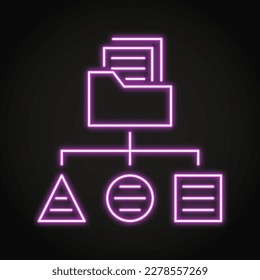 Data classification neon icon in line style. Scheme or algorithm of information arrangement. Vector illustration.