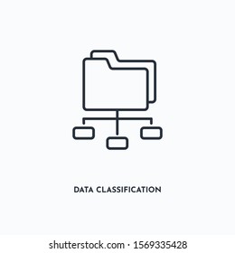 data classification outline icon. Simple linear element illustration. Isolated line data classification icon on white background. Thin stroke sign can be used for web, mobile and UI.