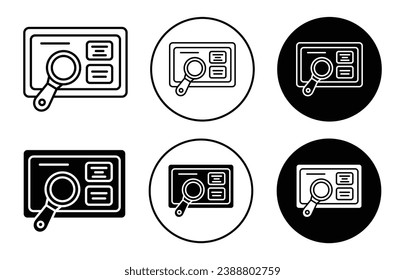 Data classification vector icon set in black filled and outlined style.