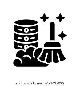 Data Cleaning Icon Glyph Vector Illustration
