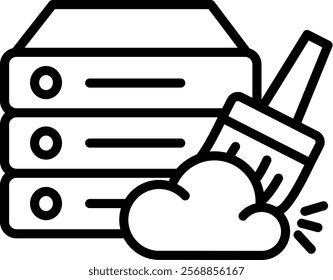 Data Cleaning Icon Line Vector Illustration