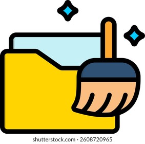 Data Cleaning Icon Lineal Color Vector Illustration