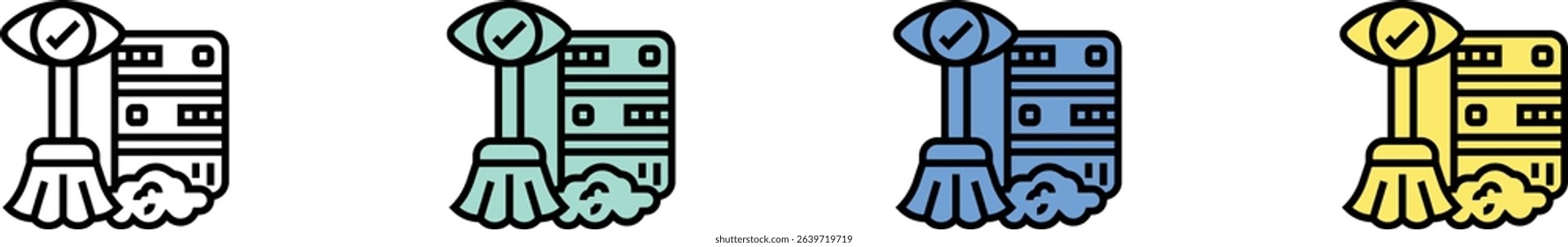 data cleaning icon. Outline, Green, Blue and Yellow Style Design Isolated On White Background