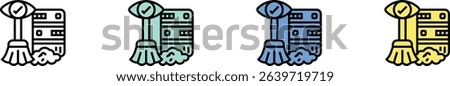 data cleaning icon. Outline, Green, Blue and Yellow Style Design Isolated On White Background