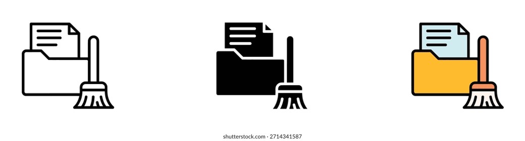 Vector de icono de limpieza de datos. organización de datos y símbolo de desorden digital. Ilustración vectorial.