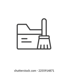 Data cleaning line icon. Database and brush linear style sign for mobile concept and web design.