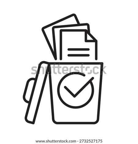Data Cleaning Verified Trash Bin Line Icon Vector for App Website Infographic