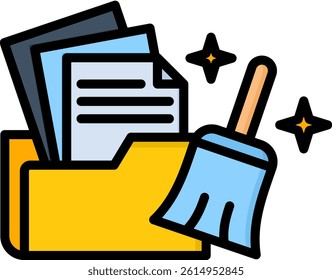 Data Cleansing Icon Lineal Color Vector Illustration