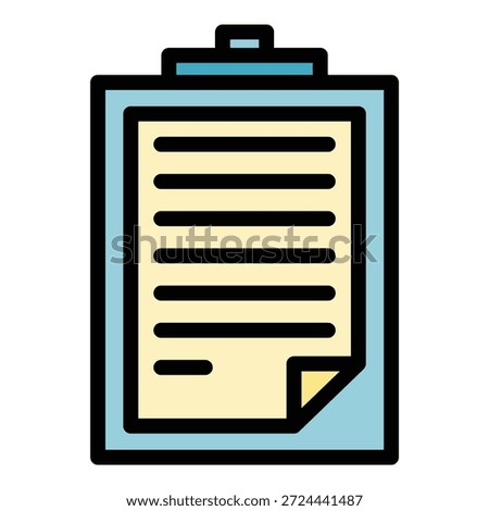Data clipboard icon outline vector. Check list. Document board color flat