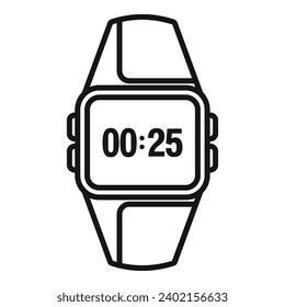 Vector de contorno de icono del reloj inteligente del reloj de datos. Aplicación de banda de red. Smart Device