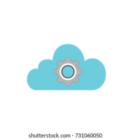 Data cloud and a cog flat icon. Vector illustration.