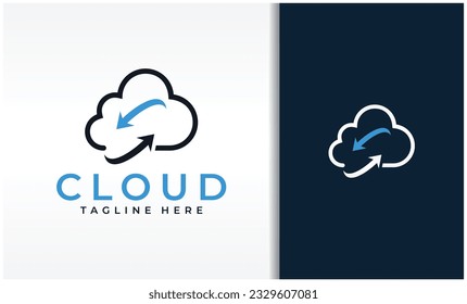 Data cloud icon. Backup, restore. Upload, download. Arrow as a part of cloud
