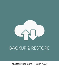 Data cloud icon. Backup and restore sign. Backup and restore data cloud. Upload to and download from data cloud.