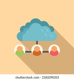 Data cloud icon flat vector. Crm system. Client software