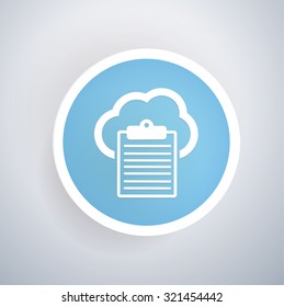 Data cloud icon on blue button background, clean vector