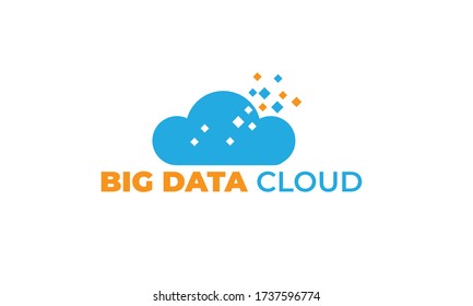 data cloud with modern concept, leaf, and cloud can also be used data logos - cloud logos - storage icon, tech symbol with orange and blue colors