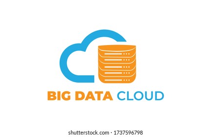 data cloud with modern concept, leaf, and cloud can also be used data logos - cloud logos - storage icon, tech symbol with orange and blue colors