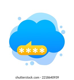 Data cloud password protection icon. Isometric of Data cloud password protection vector icon for web design isolated on white background. Vector illustration