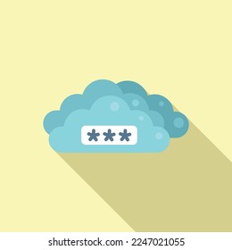 Data cloud password recovery icon flat vector. Page log. Screen secure