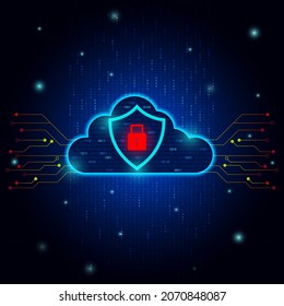Data cloud security wireframe, Cloud computing concept. Cyber security concept. Security connection technology background.