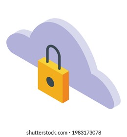 Data cloud ssl certificate icon. Isometric of Data cloud ssl certificate vector icon for web design isolated on white background