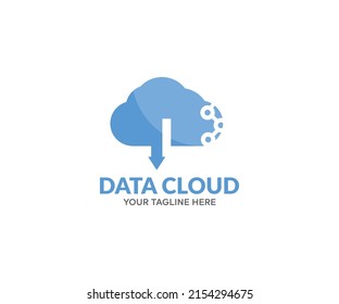 Data cloud storage network, cloud connection technology logo design. Social network connections. Cloud computing technology internet concept vector design and illustration.