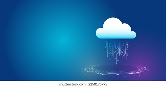 Data cloud storage technology. Database and data center vector illustration. Cloud technology isometric background. Computer technology, server room, and equipment for internet networks.