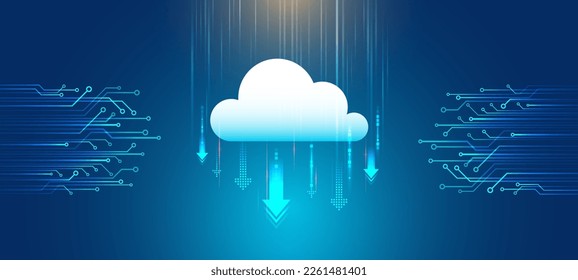 Data cloud storage technology. Database and data center vector illustration. Cloud technology isometric background. Computer technology, server room, and equipment for internet networks.