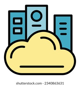 Data cloud study icon outline vector. School quiz. Computer test color flat