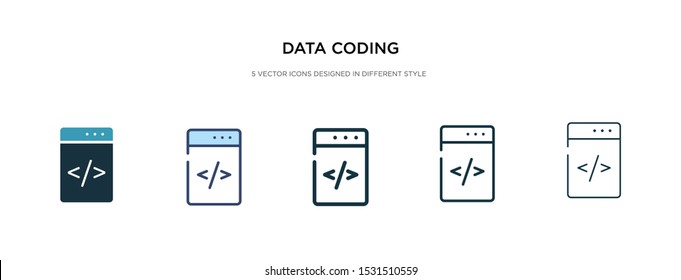 data coding icon in different style vector illustration. two colored and black data coding vector icons designed in filled, outline, line and stroke style can be used for web, mobile, ui