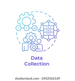 Data collection blue gradient concept icon. Factory automation, industrial operations. Performance analysis. Round shape line illustration. Abstract idea. Graphic design. Easy to use in infographic