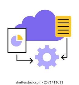 Data Collection – Cloud and Gear Representing Gathering and Aggregating Data