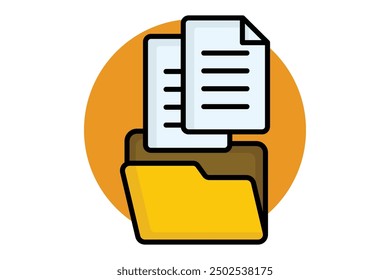 Data collection colored outline icon. folder with paper. icon related to gather. data analytics elements vector illustration