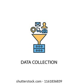 Data collection concept 2 colored line icon. Simple yellow and blue element illustration. Data collection concept outline symbol design from big data set